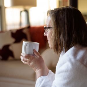 woman drinking coffee