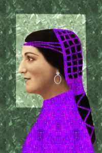 woman in purple head dress