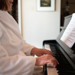 at the piano