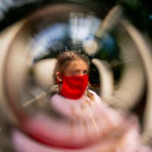 girl covered in a bubble