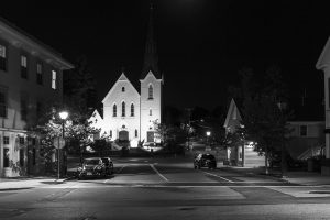 church at night